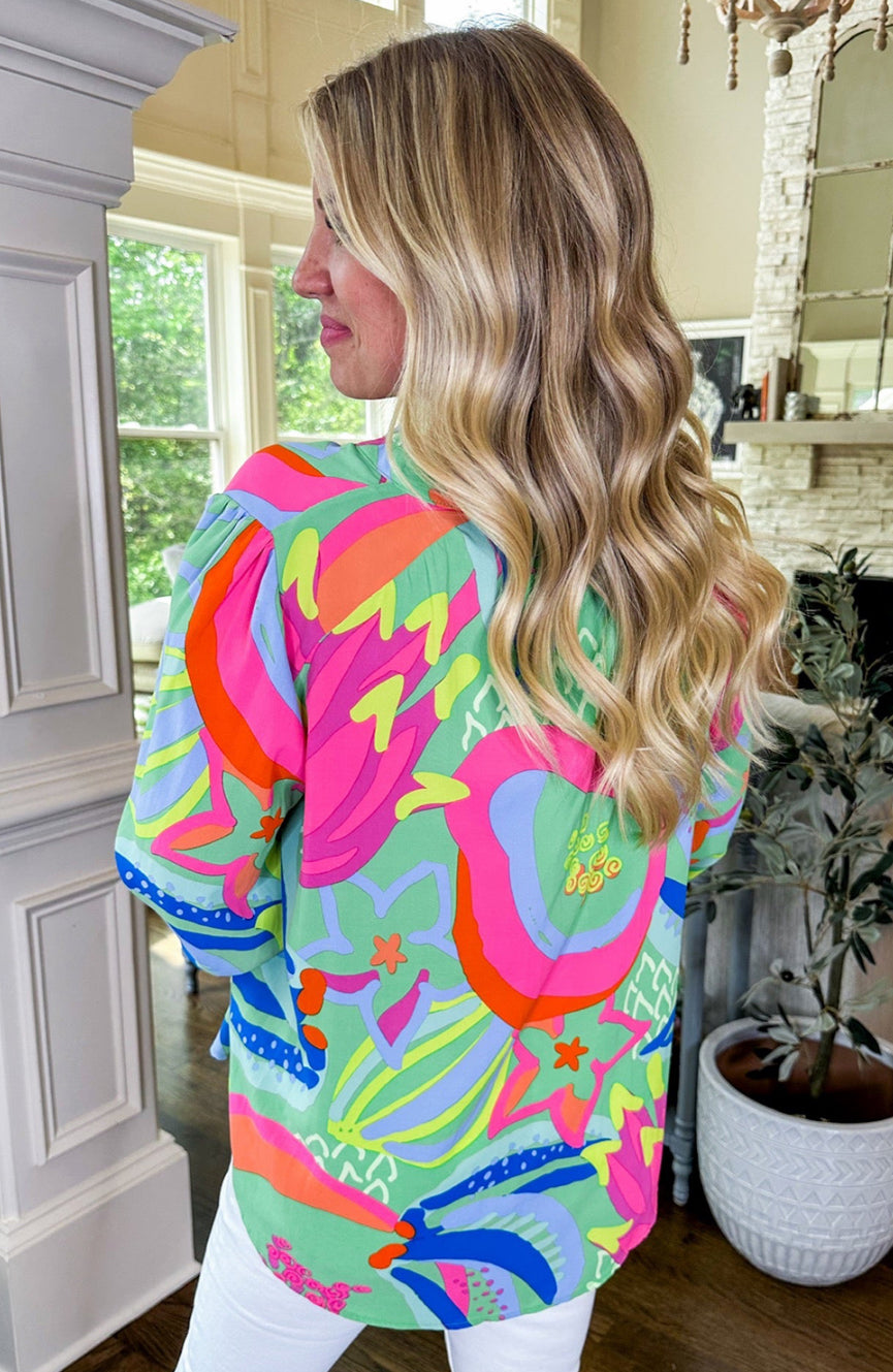 Abstract Spring Long Sleeve Blouse