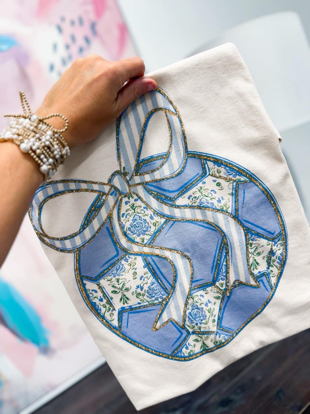 Blue Floral Sports Tees