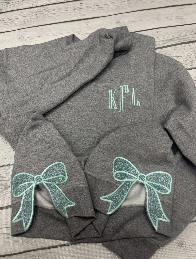 Glitter Bow Monogrammed Sweatshirt