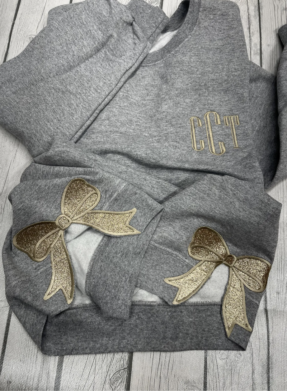 Glitter Bow Monogrammed Sweatshirt