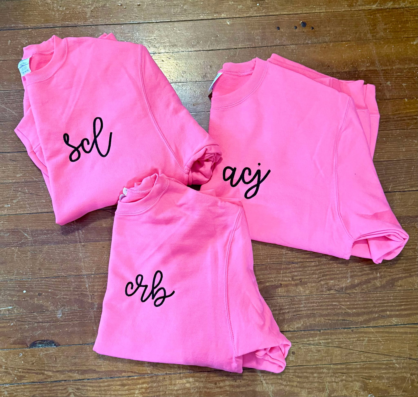 Neon Pink Monogrammed Sweatshirt