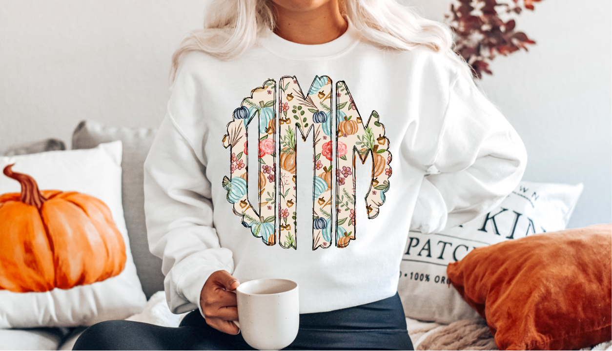 Fall Floral Monogram Shirt