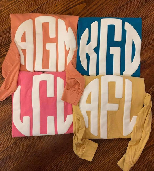 Monogram Puff Comfort Color Long Sleeve Tees