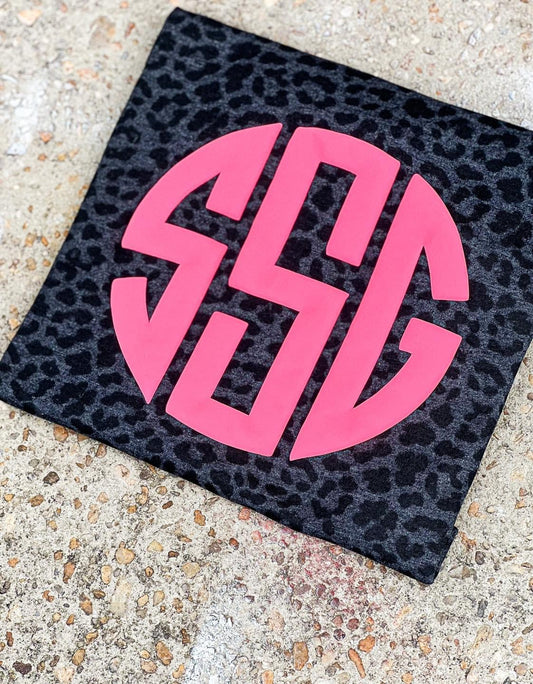 Black Leopard Monogram Puff Tees