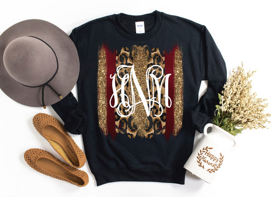 Leopard Paint Stroke Monogram Sweatshirt