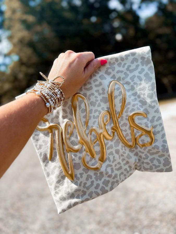 Metallic Puff Leopard Tees