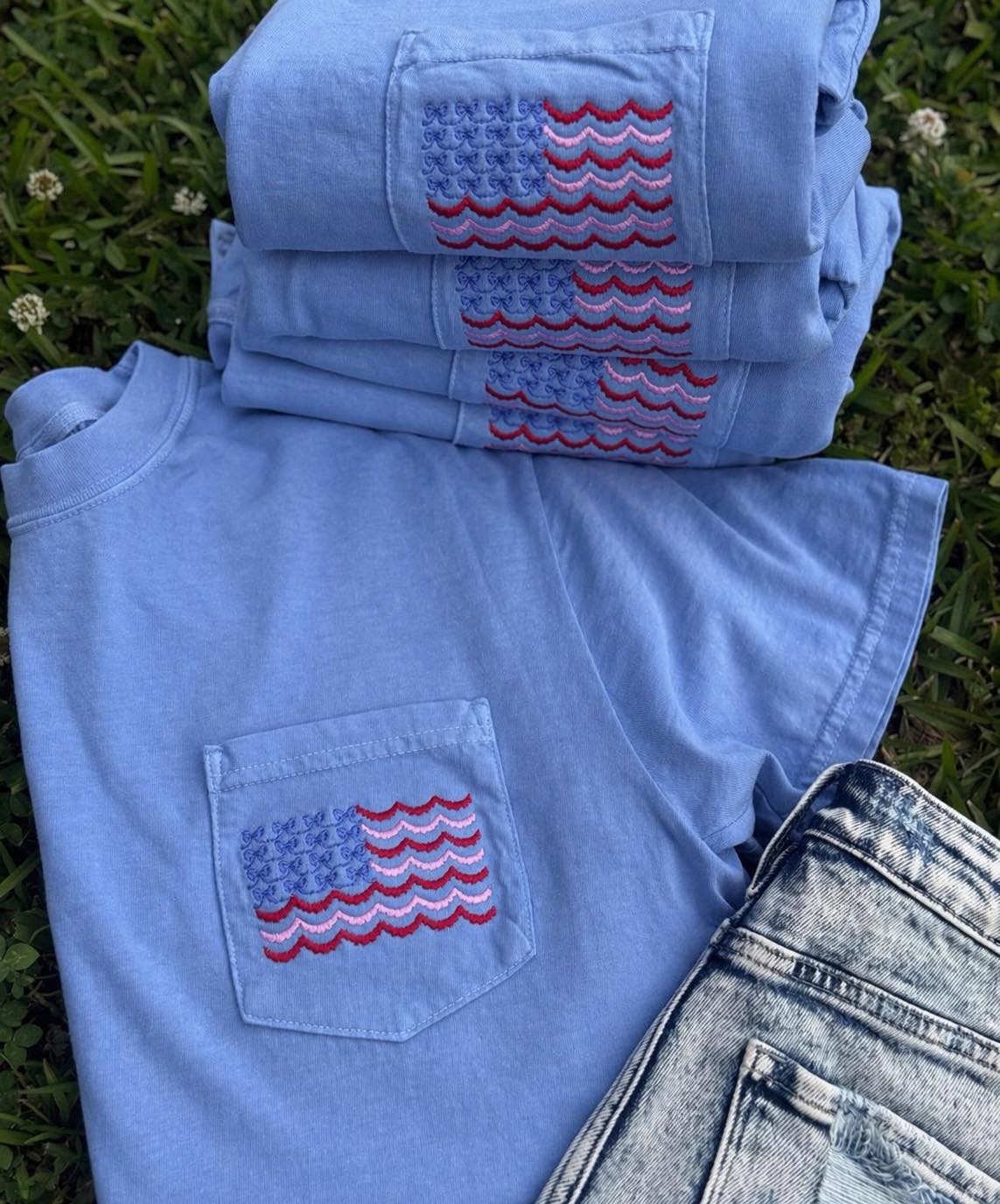Bow Flag Embroidery Tee