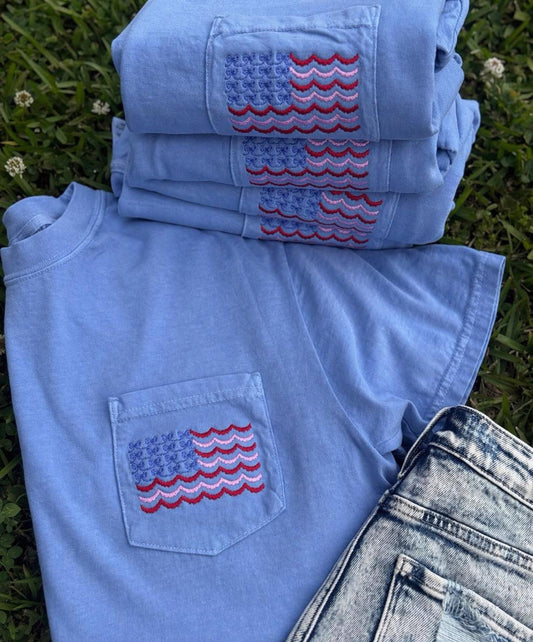 Bow Flag Embroidery Tee
