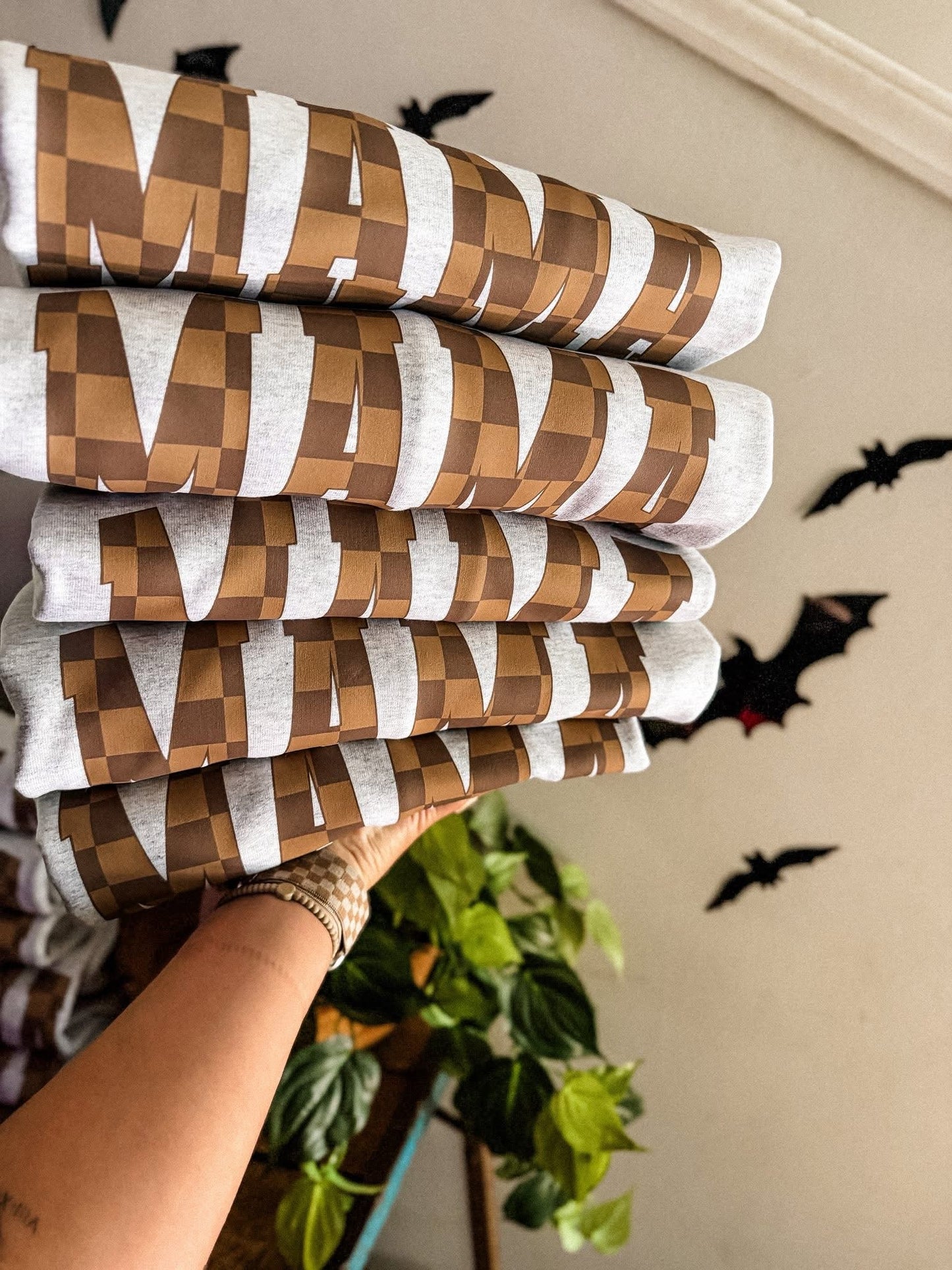 Brown Checkered Mama Sweatshirt