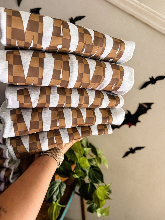 Brown Checkered Mama Sweatshirt