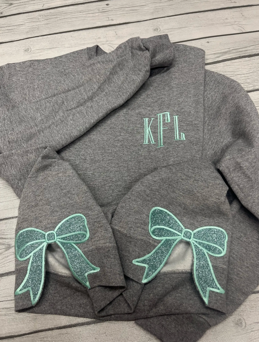 Glitter Bow Monogrammed Sweatshirt