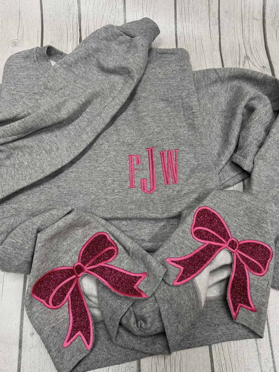 Glitter Bow Monogrammed Sweatshirt