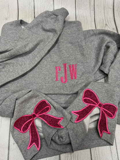 Glitter Bow Monogrammed Sweatshirt