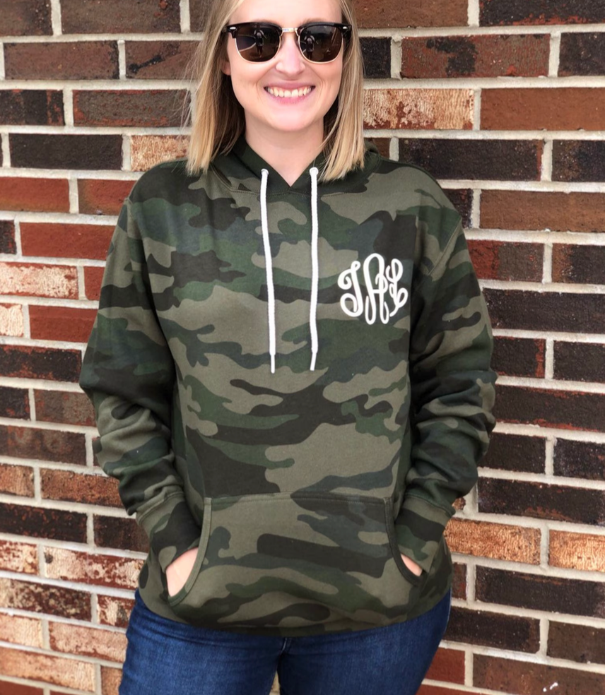 Monogrammed Camo Sweatshirt or Hoodie