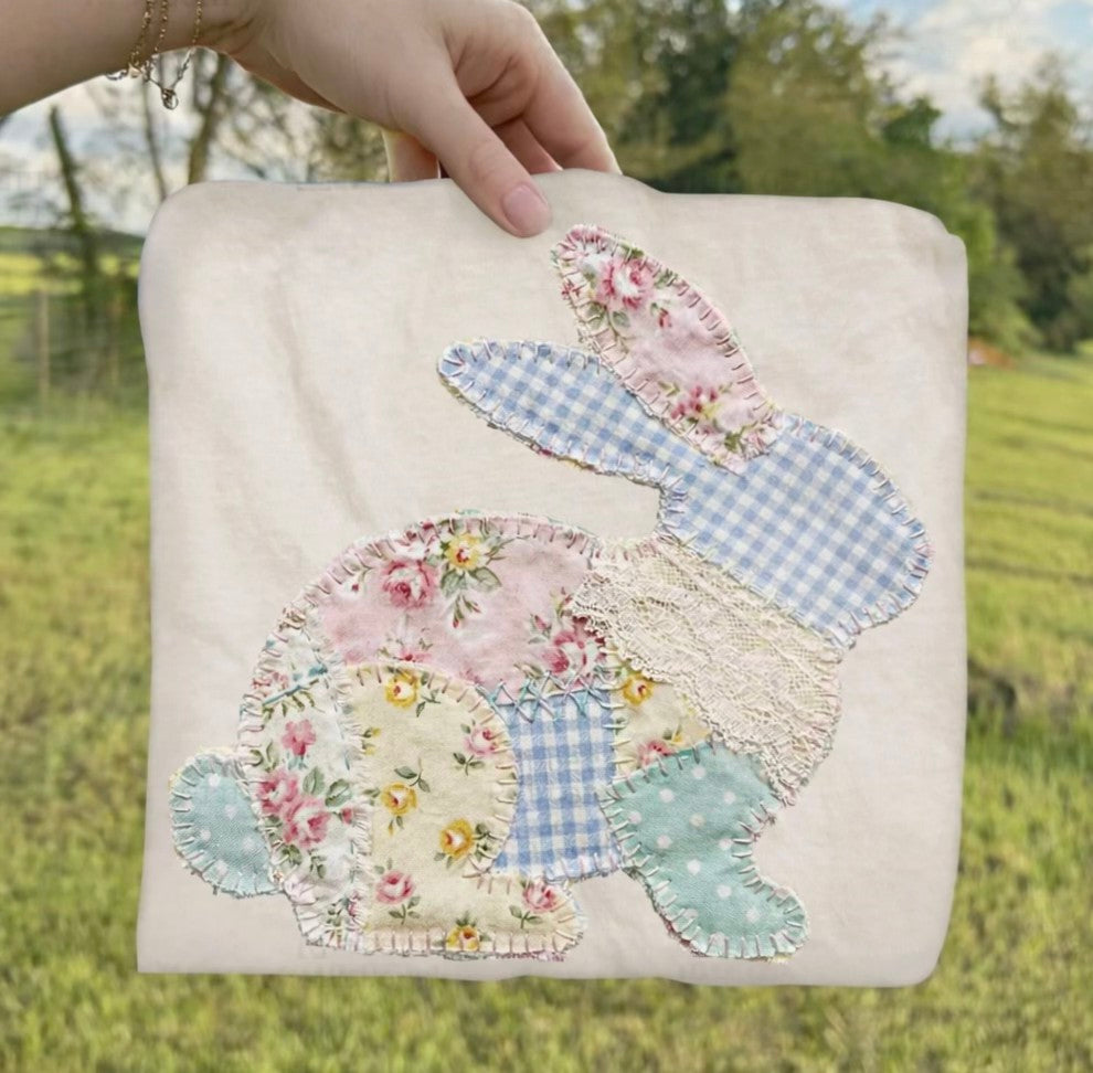 Patchwork Embroidery Bunny Tee