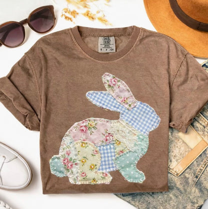 Patchwork Embroidery Bunny Tee