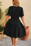 Ruched Surplice Short Sleeve Dress