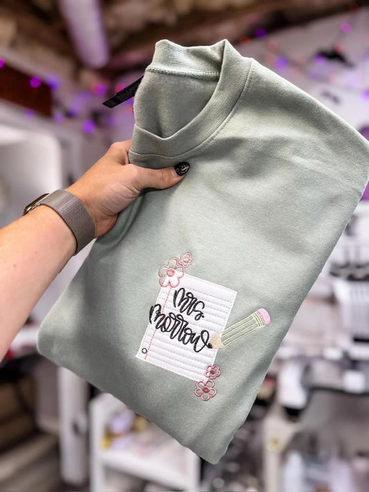 Book Page Embroidery Sweatshirt