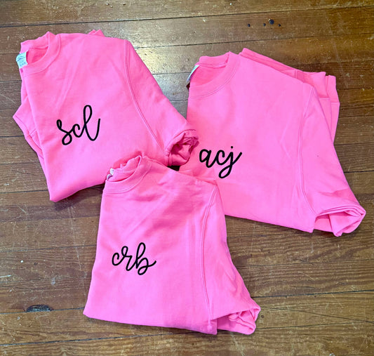 Neon Pink Monogrammed Sweatshirt