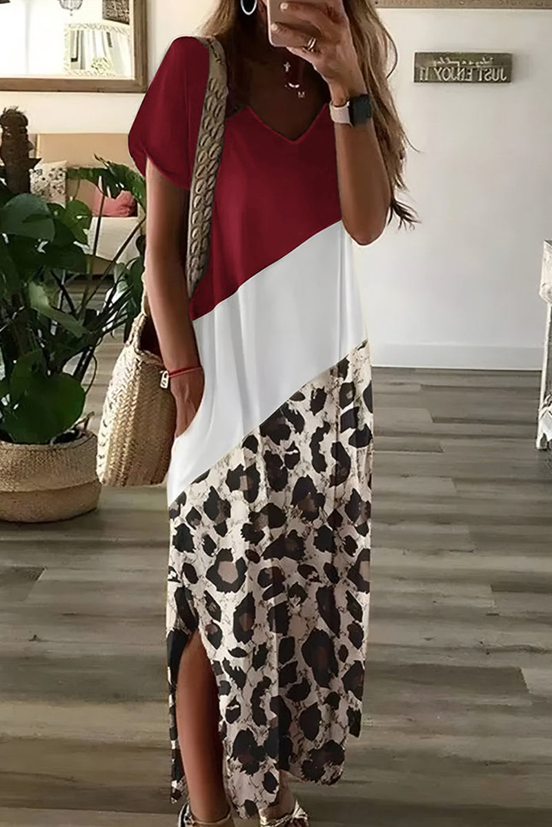 Colorblock Leopard Dress