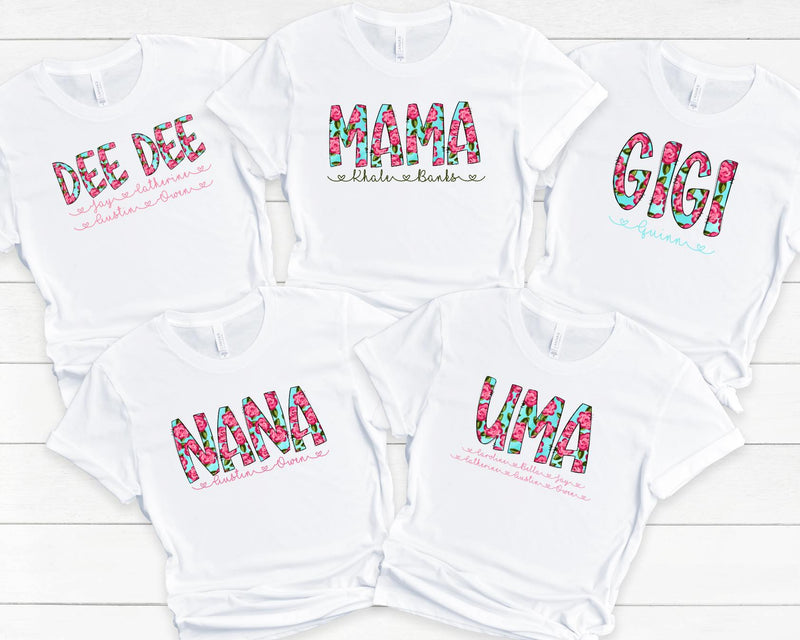Personalized Floral "Mama' Tees
