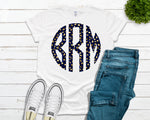 Navy and Gold Leopard Monogrammed Tee