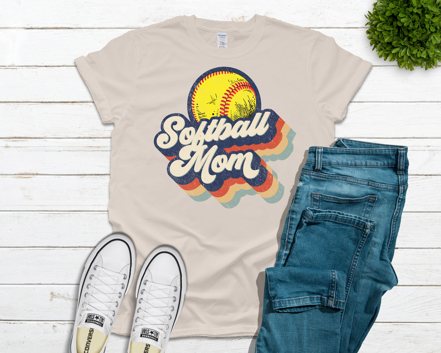 Retro Softball Mom T Shirt