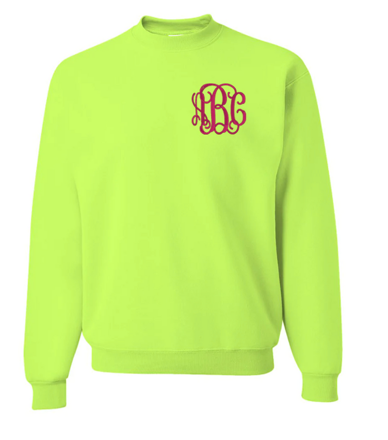 Neon Crewneck Monogrammed Sweatshirts