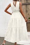 V-Neck Smocked Waist Sleeveless Tiered Dress