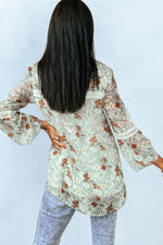 Floral Lace Trim Blouse